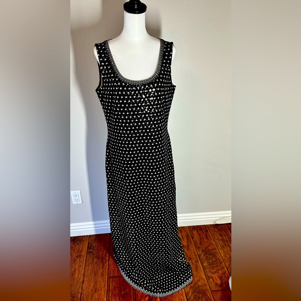 Vintage St. John knit dress, zipper back extra long